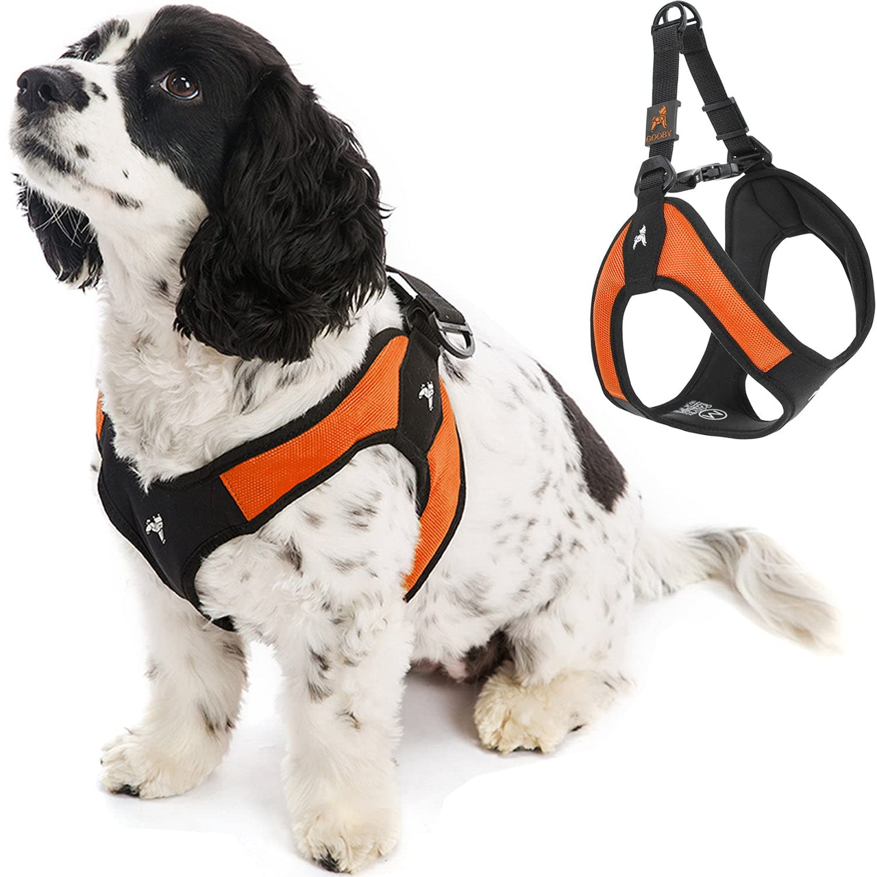 Gooby Escape Free Easy Fit Harness - Orange, X-Small - No Pull Step-in Patented Small Dog Harness with Quick Release Buckle - Perfect On The Go No Pull Harness for Small Dogs or Medium Dog Harness X-Small chest (15~17.25")