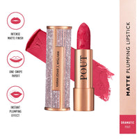 MyGlamm POUT by Karan Johar Intense Matte Plumping Lipstick - Dramatic Pout (Deep Pink Shade) | Highly Pigmented, Long Lasting, Lightweight, Creamy Matte Lipstick For Lip Makeup (4g)