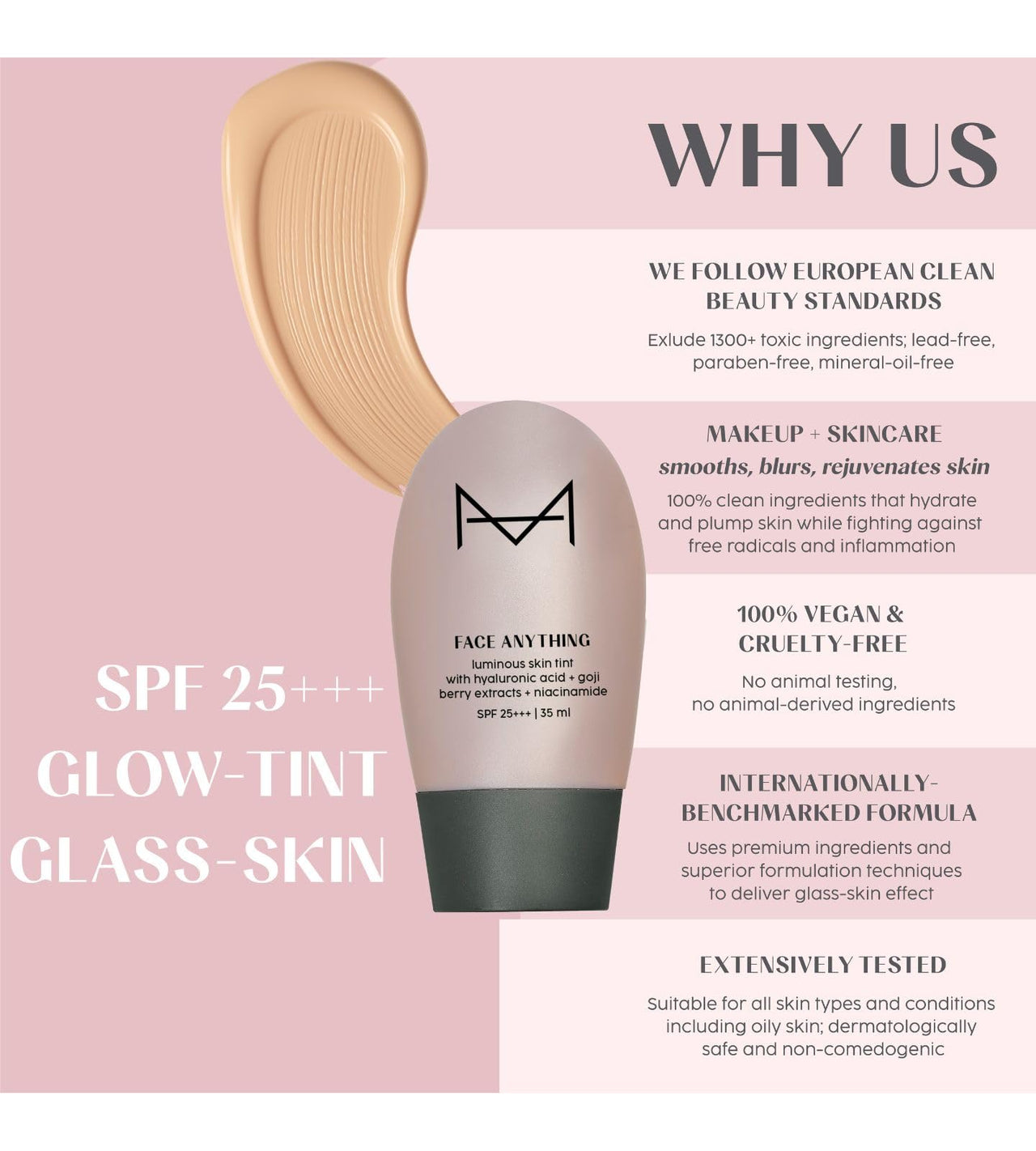 House Of Makeup Tinted Moisturizer|Face Skin Tint Foundation with Hyaluronic Acid,Niacinamide|BB Cream for Women & All Skin Type|Glowy,Dewy Makeup|CC Cream|SPF 25|35 ml(FL10-Fair To Light Tone)