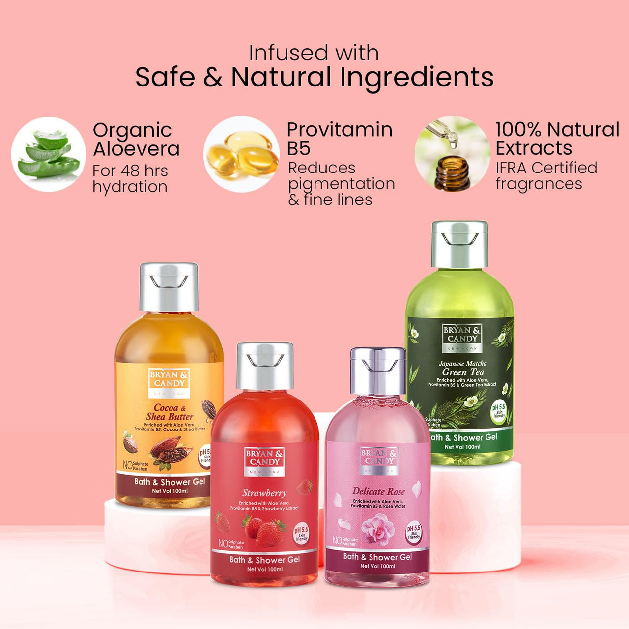 Bryan & Candy Luxurious Shower Gel Combo Kit,Gift Set For Women And Men | Ph5.5 Skin Friendly, Fresh Fragrances |