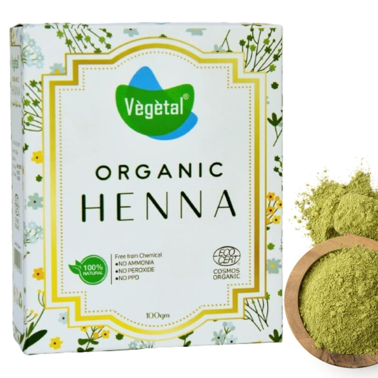 Vegetal Organic Henna Powder, 100% Natural, Paraben Free Pack of 5 100g Each