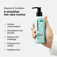 Cureskin 2 in 1 Shampoo with Conditioner | Conditioner with Shampoo for Women and Men | Cleanses and Conditions with Keratin, Caffeine and Ceramide, 150 g (Pack of 1)