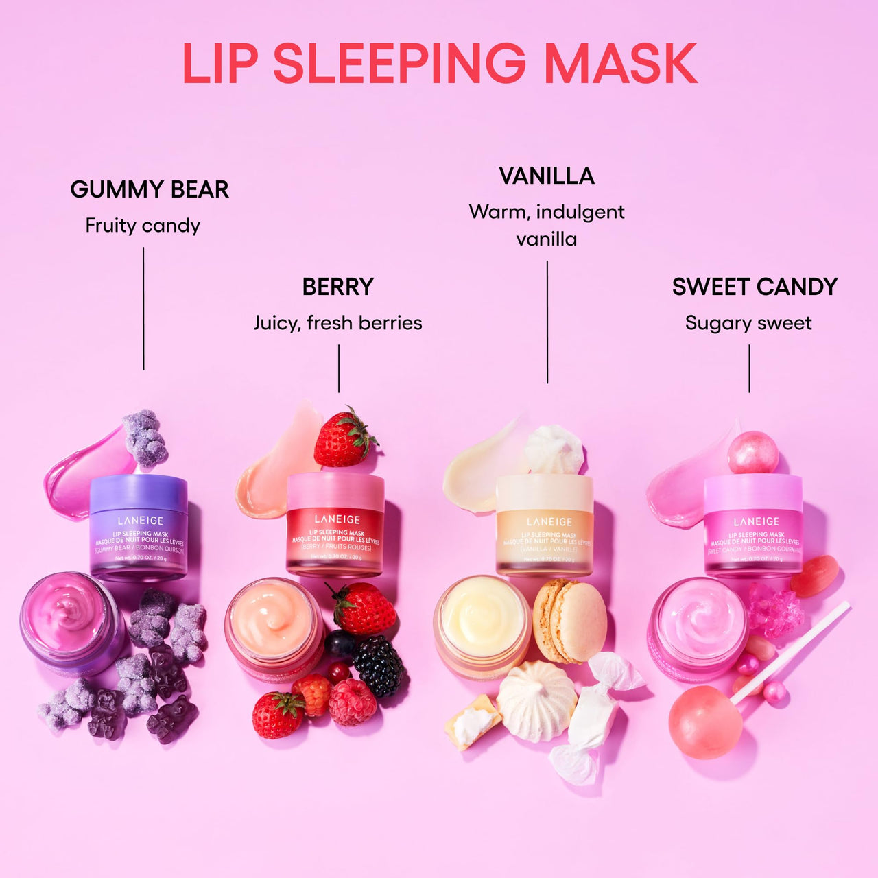 LANEIGE S’Mores Kisses Set of 2 includes Chocolate Lip Sleeping Mask (8g) and Vanilla Lip Glowy Balm (10g) for Soft, Smooth and Glowing Lips | Korean Lip Balm For Dry Lips |Intense Hydration