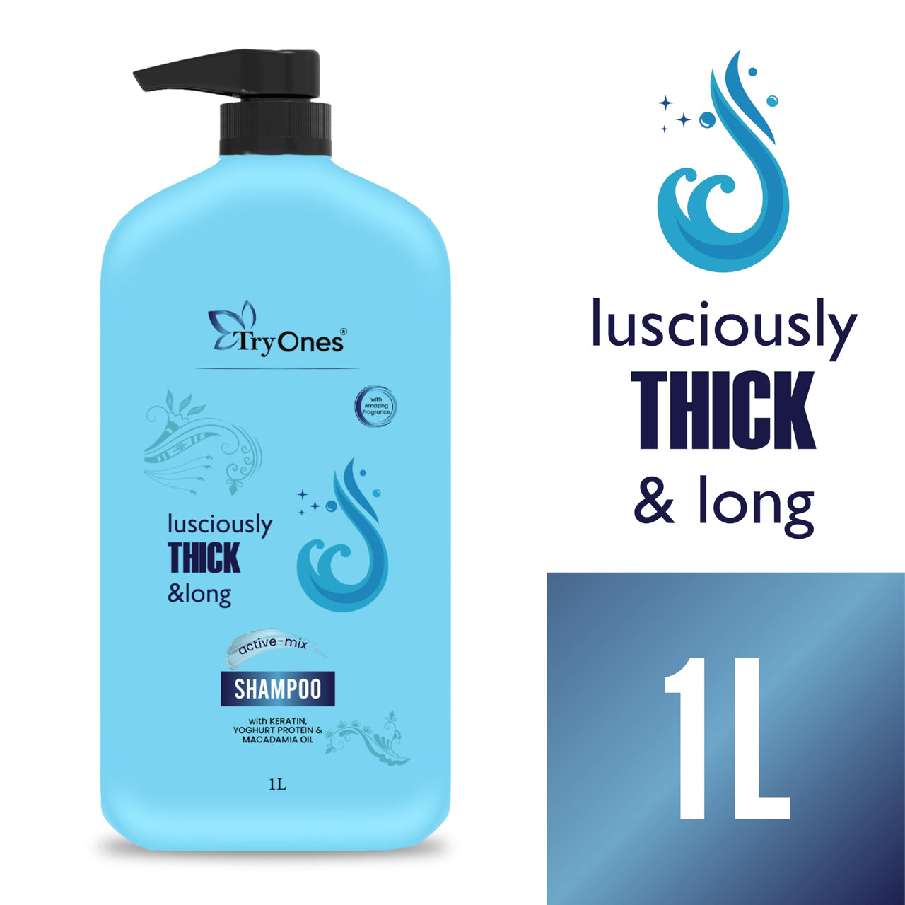 TryOnes Lusciously Thick And Long Shampoo Anti Hairfall Shampoo with Hair Fall Control and Helps Grow Long Hairs, Shampoo for women & men 1000 ml