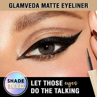 Glamveda Super Matte Liquid Eyeliner – Black, Smudge-Proof, Waterproof, Quick Drying | 24-Hour Long Stay | Smooth Application | Bold, Clean, Smudge-Free Look
