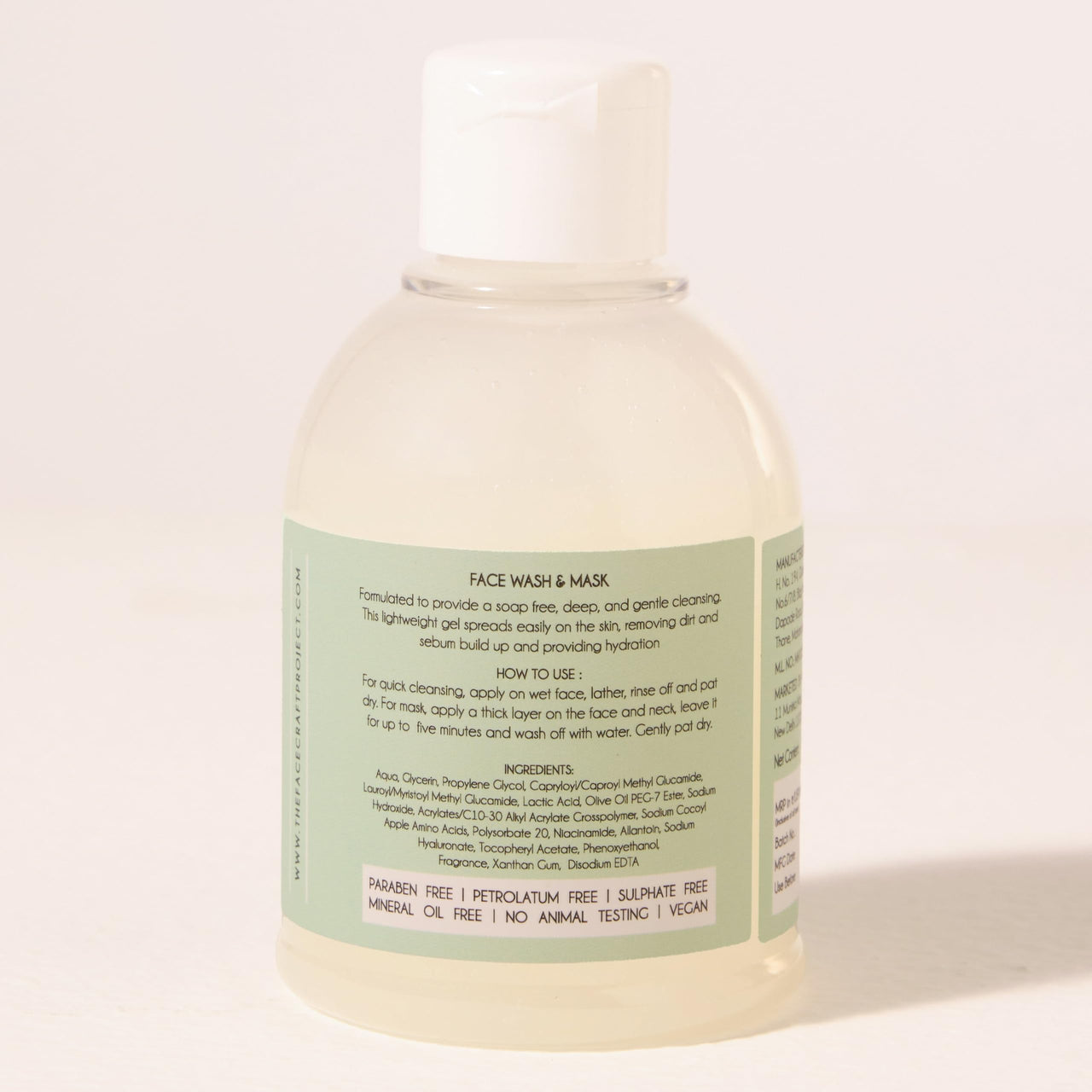 THE FACECRAFT PROJECT Cleanser|Moisture-Rich |Gentle Gel Face Cleanser |Soap-Free |Deep Hydration |Dual-Use Mask |Removes Impurities |Balances Sebum |Soft & Supple Skin |Daily Skincare Routine (150ml)