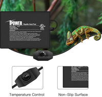 iPower 6 by 8-Inch Reptile Heat Mat with Temperature Adjustable Controller Knob, LCD Digital Aquarium Thermometer, Under Tank Warmer Terrarium Heat Pad for Reptiles and Amphibians 6 X 8 Inch Pad with Adjust Knob+ Thermometer