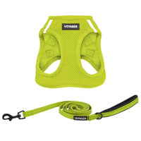 Voyager Step-in Air All Weather Mesh Harness and Reflective Dog 5 ft Leash Combo with Neoprene Handle, for Small, Medium and Large Breed Puppies by Best Pet Supplies - Set (Lime Green), M