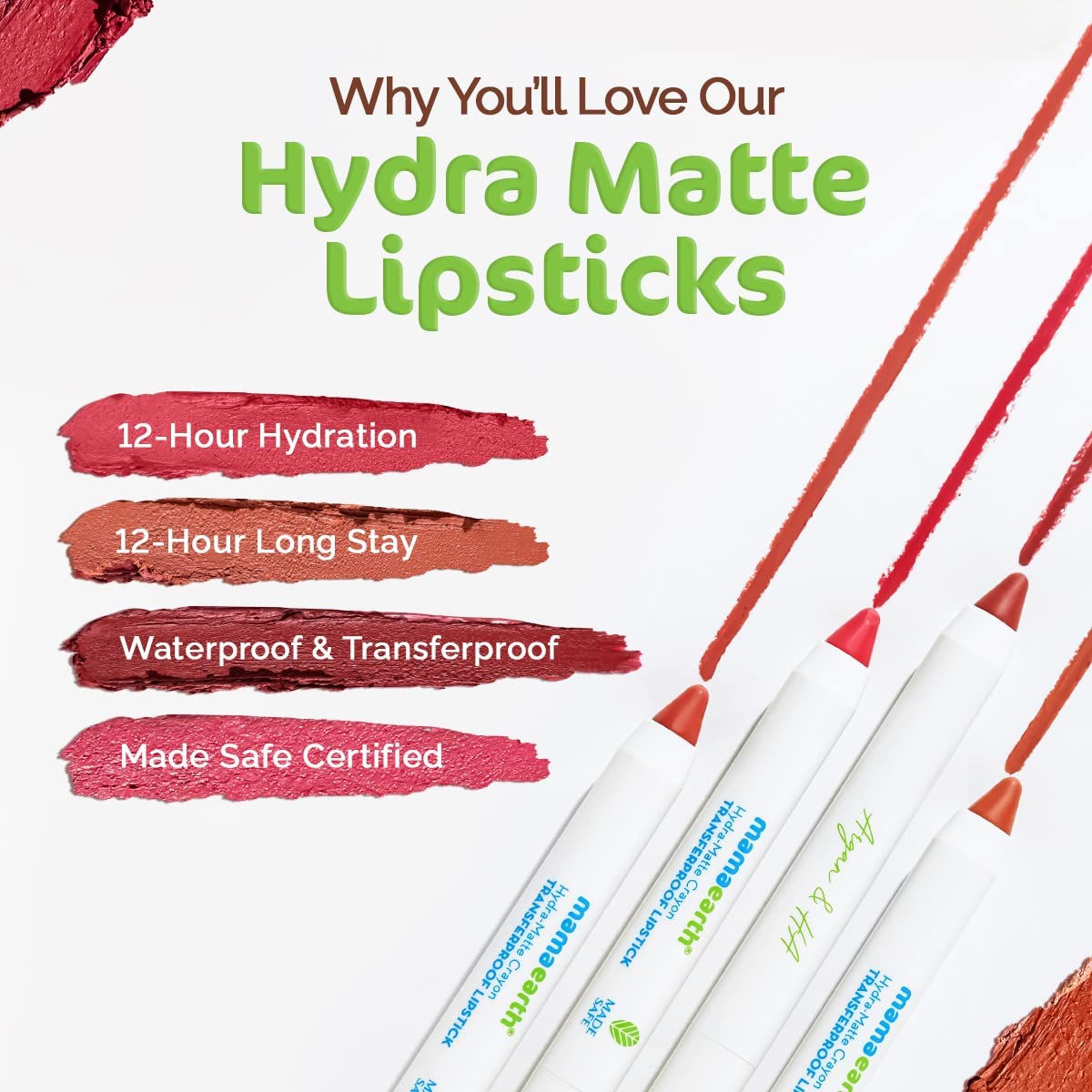 Mamaearth Hydra-Matte Crayon Transferproof Lipstick with Argan Oil & Hyaluronic Acid - 02 Macaroon Pink - 2.4 g