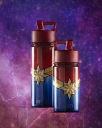 Simple Modern Marvel Kids Water Bottle with Straw Lid | Insulated Stainless Steel Reusable Tumbler Gifts for School, Toddlers, Girls | Summit Collection | 14oz, Captain Marvel 14oz Water Bottle Marvel-Captain Marvel