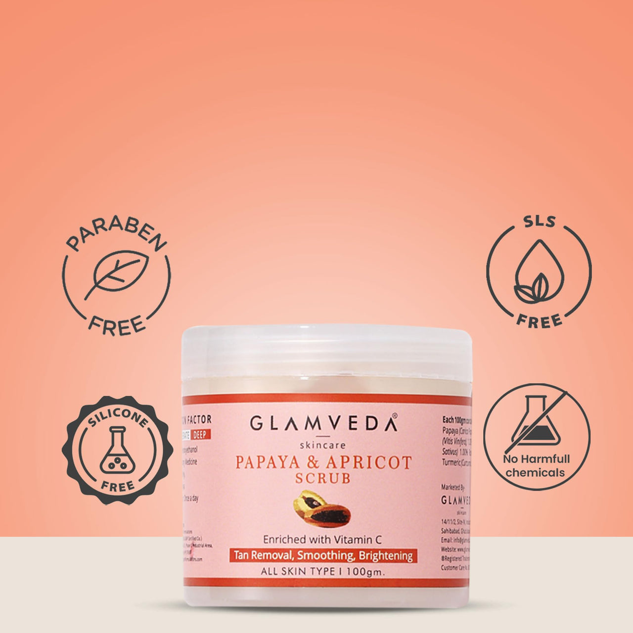 Glamveda Papaya & Apricot Anti Tan Scrub (100gm)