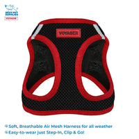 Voyager Step-in Air All Weather Mesh Harness and Reflective Dog 5 ft Leash Combo with Neoprene Handle, for Small, Medium and Large Breed Puppies by Best Pet Supplies - Red Trim, XS Harness Leash Bundle (Black/Red Trim) XS (Chest: 13 - 14.5