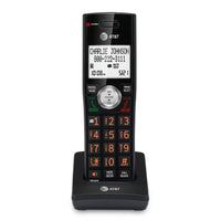 AT&T CL80067 Accessory Handset for CL82x07, CL82x57, CL82x67, CL83x07, CL84x07 Series Cordless Phone for Home with Call Blocking, Caller ID Announcer, Intercom, and Long Range, Black/Wood Grain Finish Expansion Handset Only