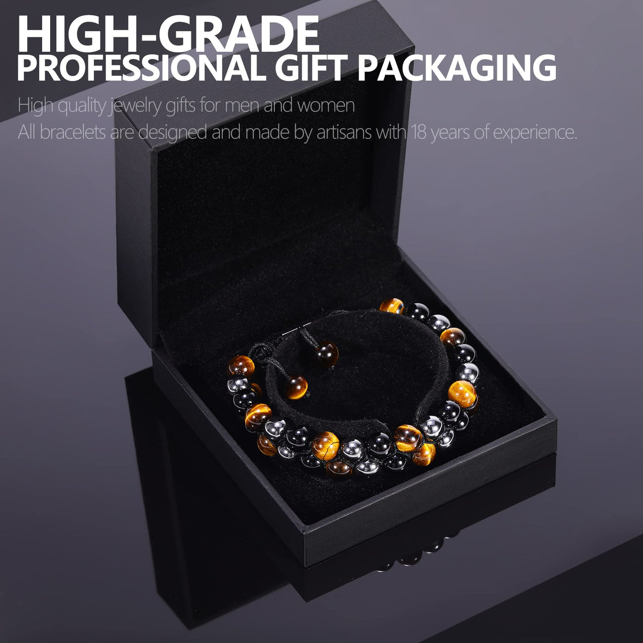 Ckkllws Triple Protection Bracelet for Men Women,Genuine Tigers Eye Obsidian and Hematite 8mm Beads Healing Crystal Bracelet,Bring Luck and Prosperity and Happiness(8mm,Double layer) 8mm,Double layer