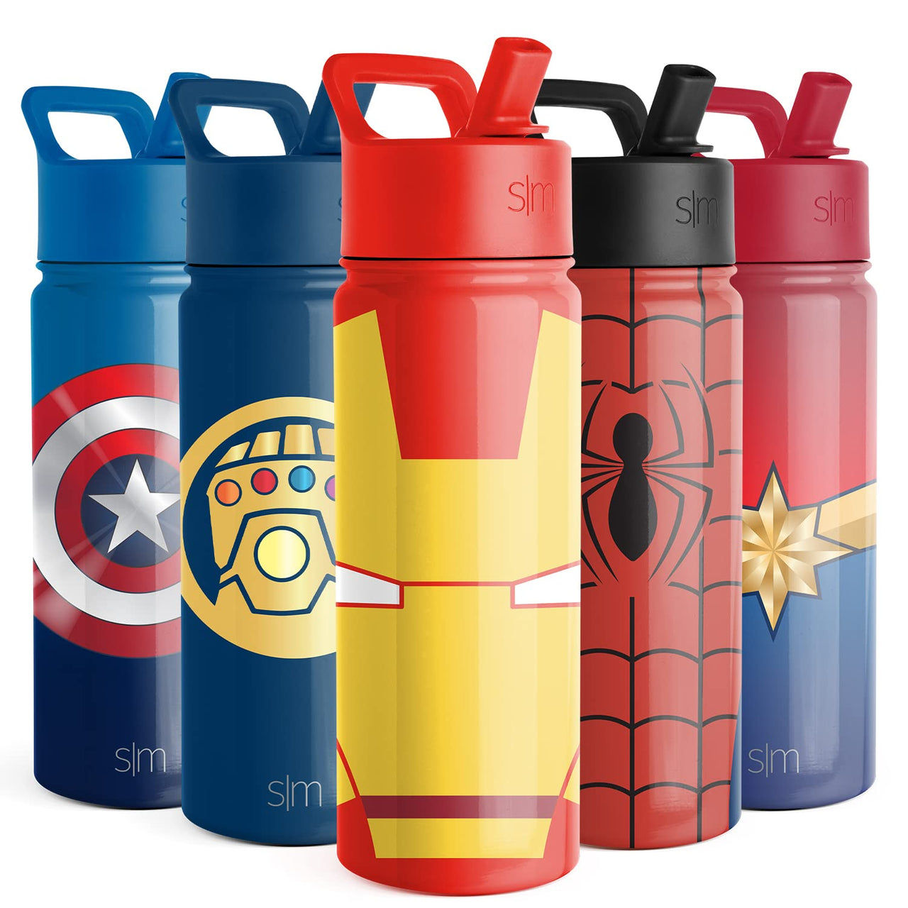 Simple Modern Marvel Iron man Kids Water Bottle with Straw Lid | Insulated Stainless Steel Reusable Tumbler Gifts for School, Toddlers, Boys | Summit Collection | 18oz, Iron Man Red Snapper