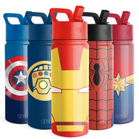 Simple Modern Marvel Iron man Kids Water Bottle with Straw Lid | Insulated Stainless Steel Reusable Tumbler Gifts for School, Toddlers, Boys | Summit Collection | 18oz, Iron Man Red Snapper