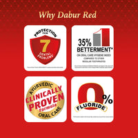 Dabur Red Paste - India's  No.1 Ayurvedic Paste, Provides Protection Plaque Removal, Toothache, Yellow Teeth, Bad Breath- 600g (150gm*4) & Dabur Gulabari Premium Rose Water – Natural, 400 ml