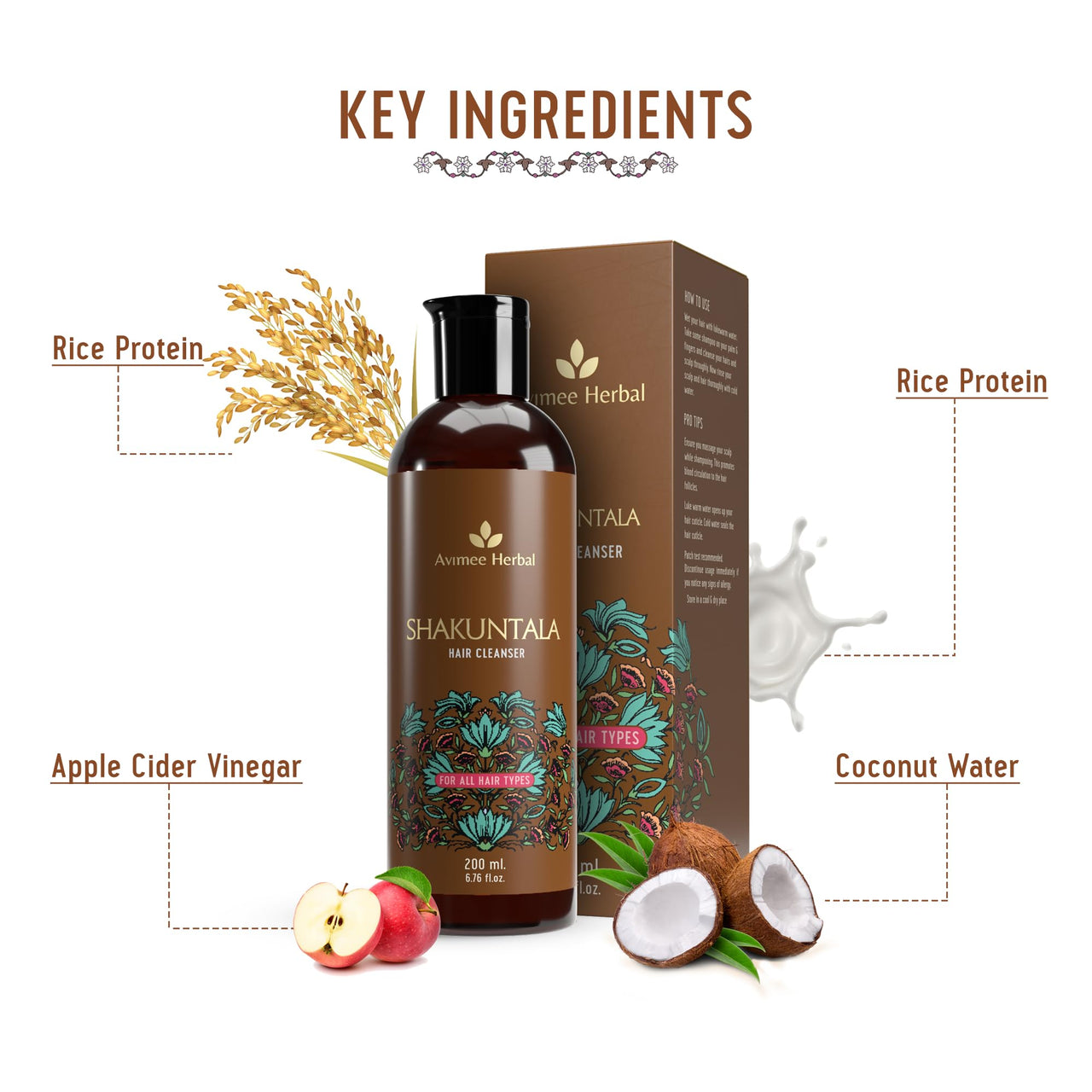 Avimee Herbal Shakuntala Hair Cleanser (200ml) + Radha Hair Conditioner (200ml) Hair Care Combo