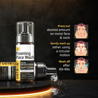 Ustraa Foaming Face Wash - 150ml - Skin Brightening & Deep Cleanse | with Glutathione & Vitamin C | Helps in Effective Removal of Dirt & Tan | Hydrates Skin | NO SLS, NO PARABEN