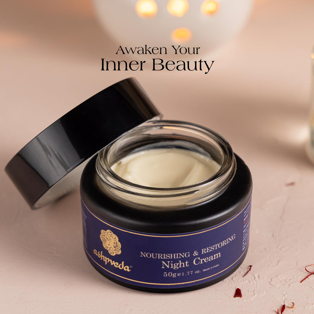 Ashpveda Sandalwood & Saffron Nourishing and Restoring Night Cream | Anti Aging Cream Reduces Fine Lines & Wrinkles | Oil Free & Non Sticky Moisturizer | For Glowing Youthful All Skin Type (30 gm)
