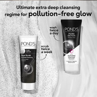 POND's Pure Detox Face Wash 100 g, Daily Exfoliating & Brightening Cleanser, Deep Cleans Oily Skin - With Activated Charcoal for Fresh, Glowing Skin (Pack of 2)