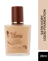 Olivia Liquid Foundation, Satin Ivory - 01 | Satin Finish with Medium to Full Coverage | Lightweight, Long-Lasting Formula for Light Skin Tones | Hypoallergenic & Dermatologist Tested | 28ml