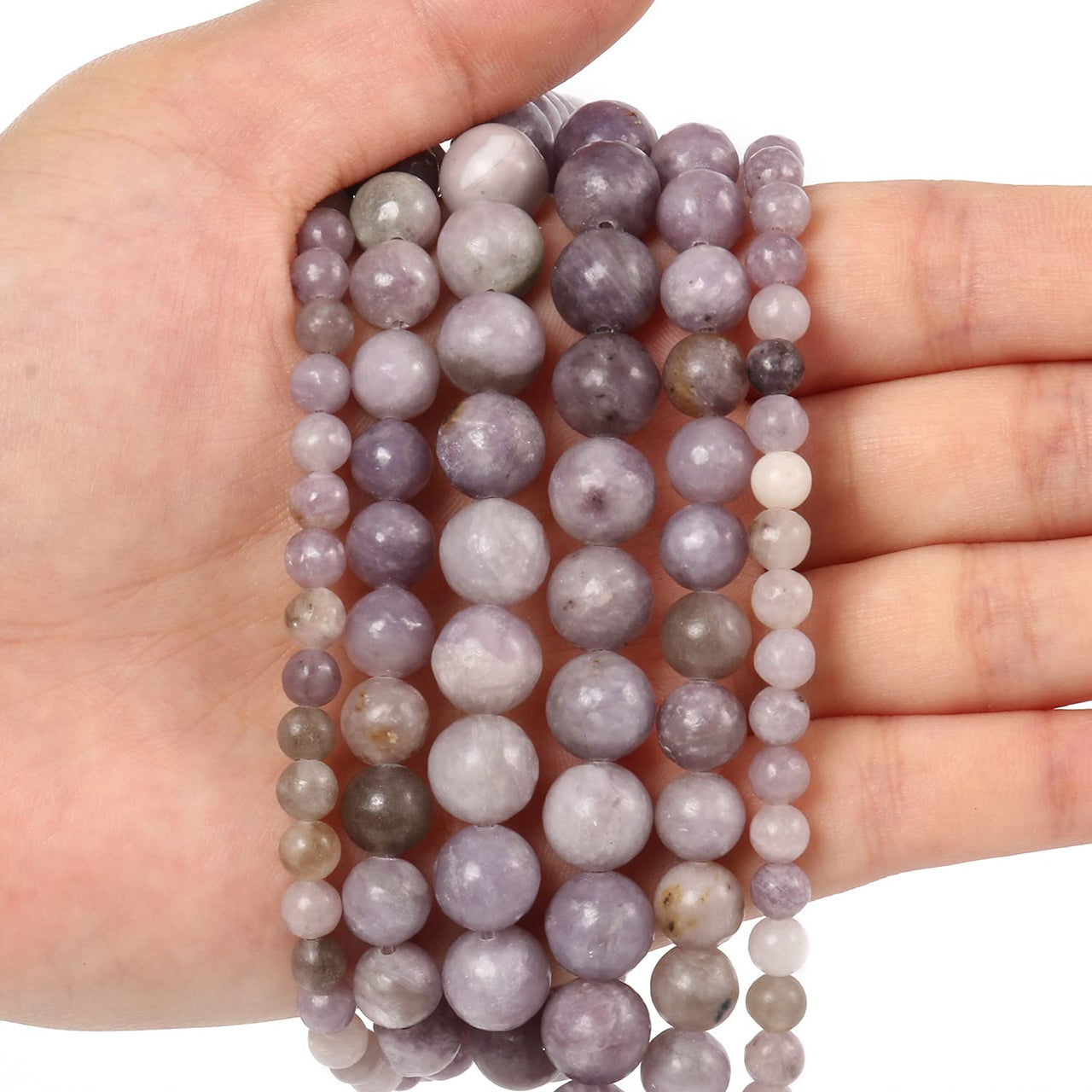 35pcs 10mm Natural Stone Beads Lilac Beads Energy Crystal Healing Power Gemstone for Jewelry Making, DIY Bracelet Necklace