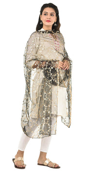 YOUTHQUAKE Heavy Embellished Plastic Mirror Net Dupatta for Womens & Girls