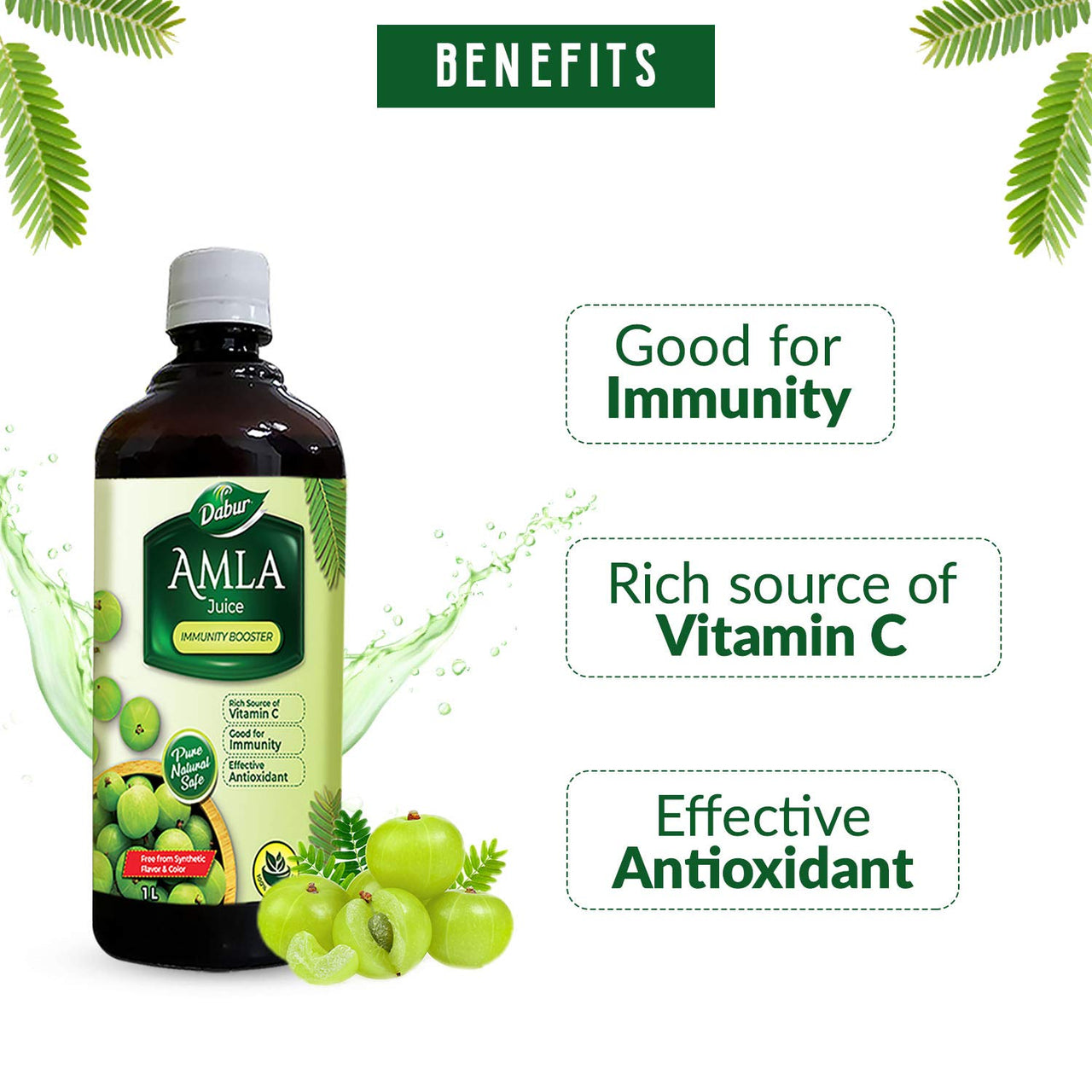 Dabur Amla Juice -1L | Rich Source of Vitamin C | Effective Antioxidants for Immunity boosting | Pure, Natural and 100% Ayurvedic Juice