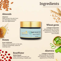 Mellow Herbal Night Nectar Cream | Ayurvedic Night Cream for Brightening, Hydration & Skin Repair | Enriched with Almond, Honey & Aloe Vera | Sulphate & Paraben-Free | All Skin Types | 50g