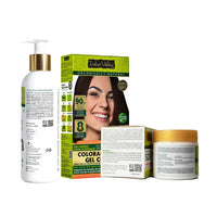 INDUS VALLEY Hair Color Trial Pack | Dark Brown With Colour Protection Shampoo (200 ml) + Hair Ultima Spa (175 ml)