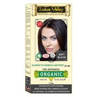 INDUS VALLEY Combo Kit For Styling & Hair Care| 100% Organic & Chemical Free Botanical Hair Color 120 g - Soft Black with 200ml Color Protective Shampoo & Conditioner (120g + 200 ml)