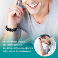 Triple Crystal Protection Bracelet, Handmade Bracelets, Obsidian Tiger Eye and Hematite Stone 10mm Bracelets for Men Women, Healing Crystal Bracelets, Natural Stone Beaded Bracelets Bring Luck 10mm Yellow Tiger Eye