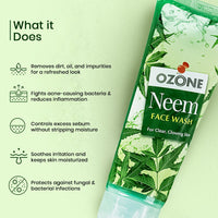 Ozone Neem Face Wash | Enriched with Neem, Aloe Vera, Lemon & Clove | For Deep Cleansing, Anti-Pollution, Soft, Smooth & Glowing Skin | For Men & Women | 100ml (Pack of 3)