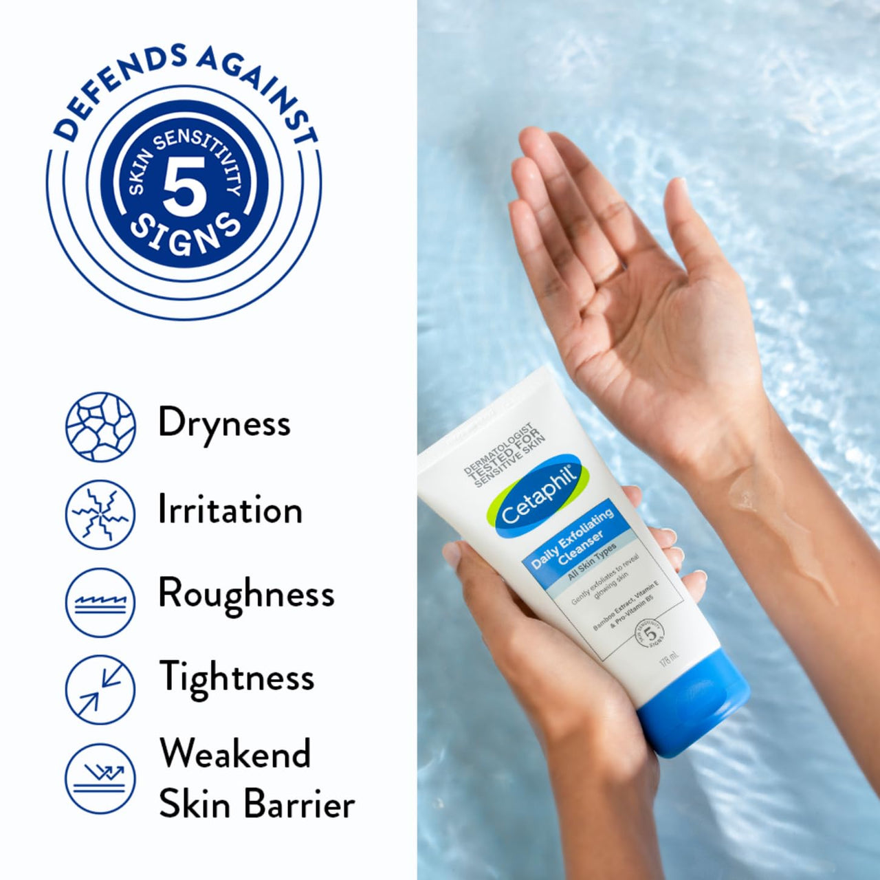 Cetaphil Daily Exfoliating Cleanser 178 ml for Normal, Dry & Oily Skin,Scrub For Glowing Skin, Non-irritating