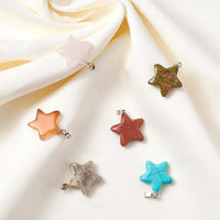 FASHEWELRY 50Pcs Star Stone Pendants Healing Crystal Quartz Chakra Gemstone Rock Charms Random Mixed for Necklace Jewelry Making Hole: 2x7mm 1-Mixed Color-Star-Random
