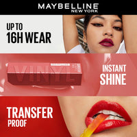 Maybelline New York SuperStay Vinyl Ink Liquid Lipstick - Saucy, Instant Shine & Transfer Proof. SuperStay Vinyl Ink Liquid Lipstick Last Up To 16 Hours, Enriched With Vitamin E & Aloe | 4.2ml