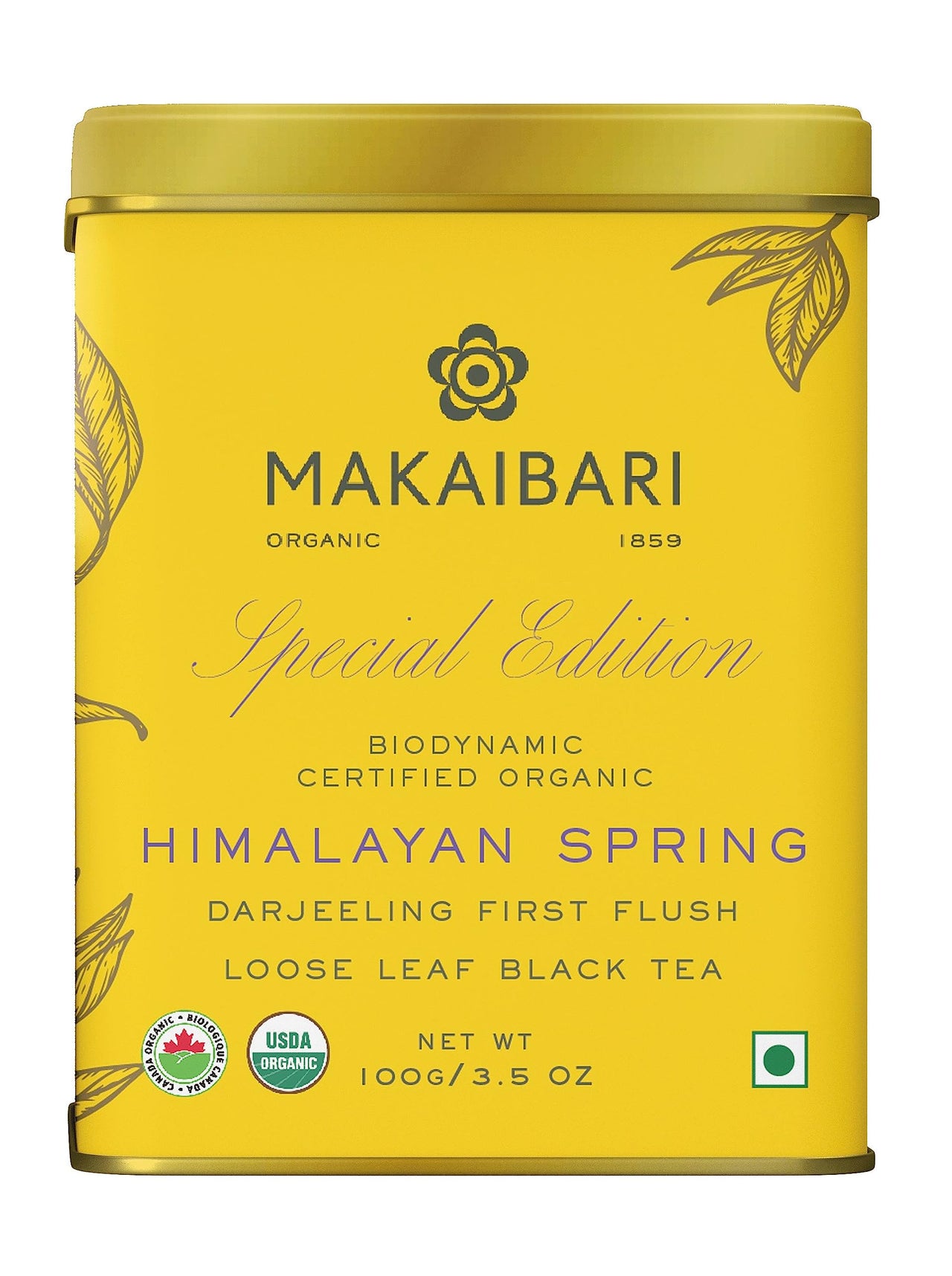Makaibari Himalayan Spring, Special Edition First Flush Black tea 100 gm Loose Leaf First Flush Black Tea | USDA Organic Certified Darjeeling Black Tea | Single Estate Loose Leaf Tea