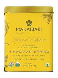 Makaibari Himalayan Spring, Special Edition First Flush Black tea 100 gm Loose Leaf First Flush Black Tea | USDA Organic Certified Darjeeling Black Tea | Single Estate Loose Leaf Tea