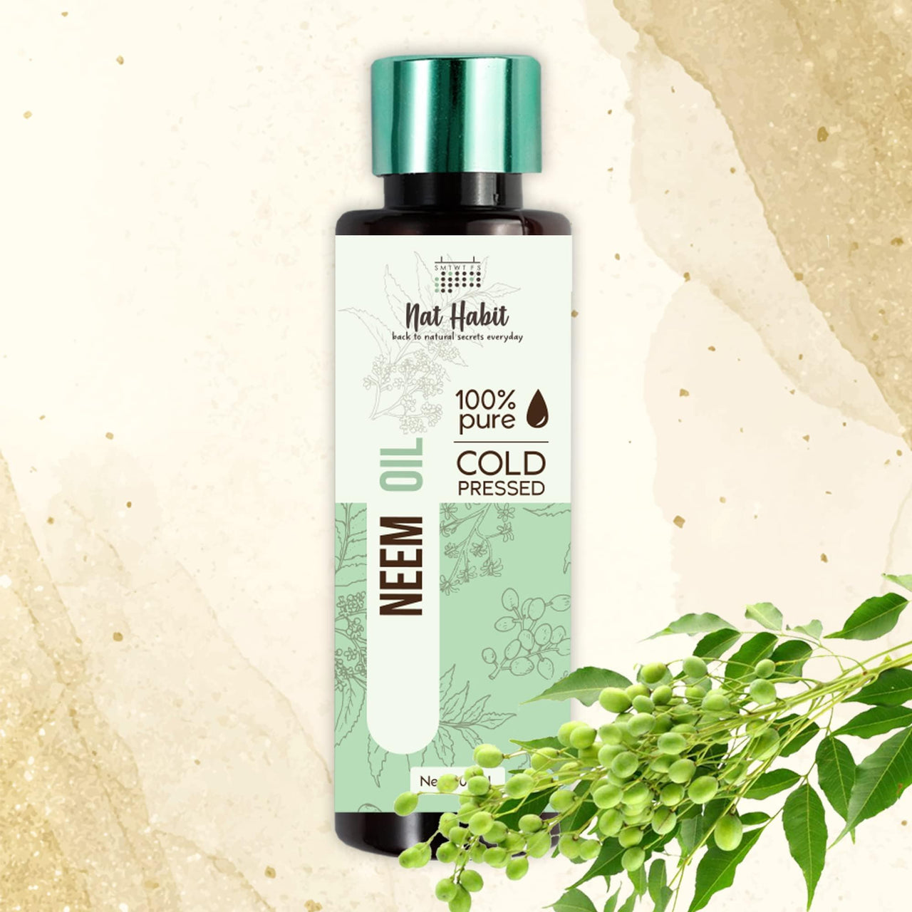Nat Habit Cold Pressed 100% Pure Neem Oil for Skin & Hair | Zero Preservatives | Body Massage Oil, Hair Oil - (200 ml)
