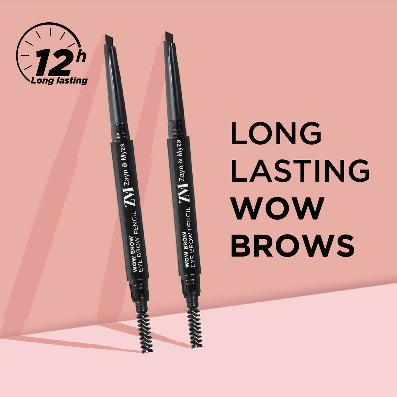 ZM Zayn & Myza Wow Brow Eyebrow Pencil Enriched with Castor Oil | Smudge Proof | Water Proof | Lasts Up to 12 hours - (Deep Brown, 0.35gm)