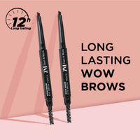 ZM Zayn & Myza Wow Brow Eyebrow Pencil Enriched with Castor Oil | Smudge Proof | Water Proof | Lasts Up to 12 hours - (Grey Brown, 0.35gm)