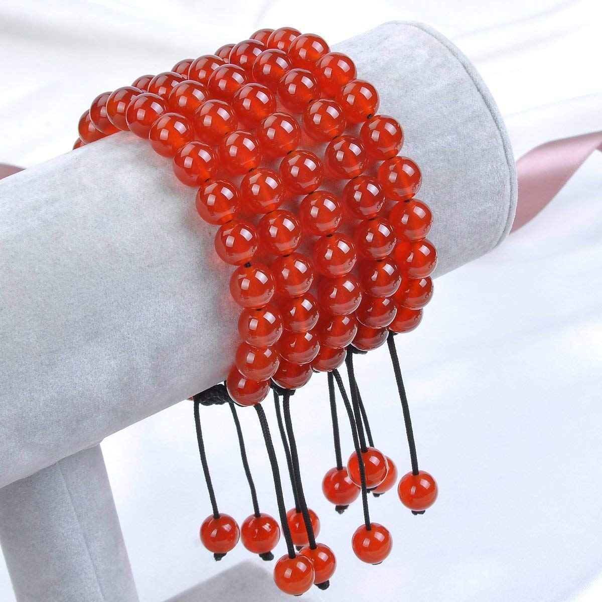 Massive Beads Natural Healing Power Gemstone Crystal Beads Unisex Adjustable Macrame Bracelets 8mm Carnelian