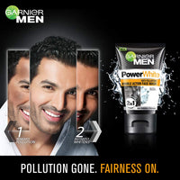 Garnier Men Power White Anti-Pollution Brightening Moisturiser,40g & Garnier Men, Face Wash, Brightening & Anti-Pollution, TurboBright Double Action, 100 g