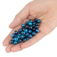 70PCS Natural 8MM Healing Gemstone, Blue Tiger’s Eye Energy Stone Round Loose Beads, Semi-Precious Crystal Beads with Free Elastic String for Jewelry Making DIY
