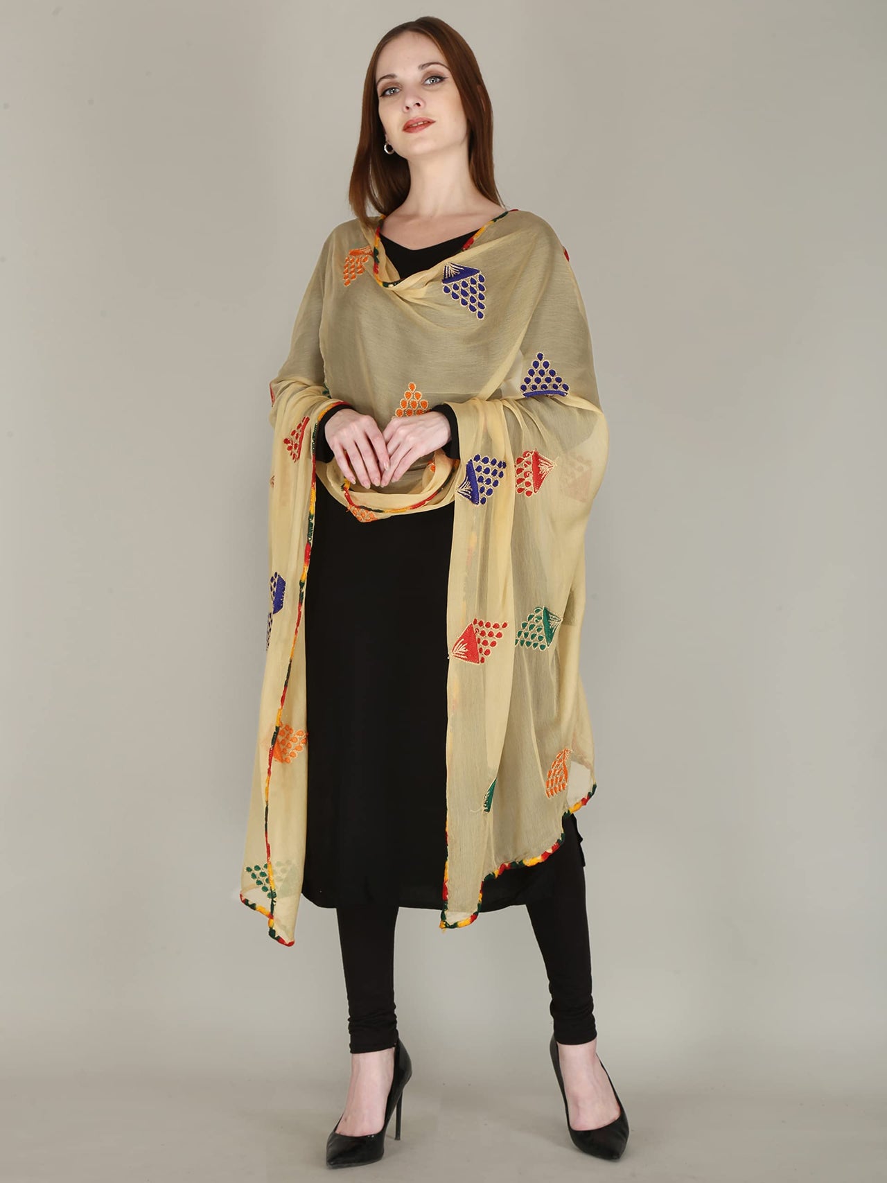 DIAMO Embroidered Chiffon Women's  Dupatta