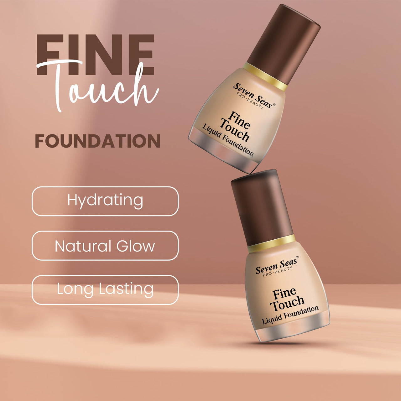 Seven Seas Fine Touch | Long Lasting | Waterproof | Lightweight Liquid Foundation Matte Finish Foundation for Face Makeup (Natural, 12ML)