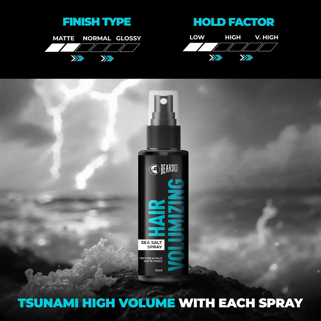 Beardo Hair Volumizing Sea Salt Spray 50ml | With Olive Oil & Coconut Oil | Hair Texture Spray & Matte Hold | Hair Volumizer Hair Setting Spray | Natural Hold Hair Spray for Men and Women