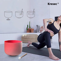 Kresec Red 8 Inch Crystal Singing Bowl C Note (¡À40 cents) Root Chakra with O-ring and Mallet for Meditation, Yoga, Spiritual and Body Healing and Energy Cleansing Red C Note