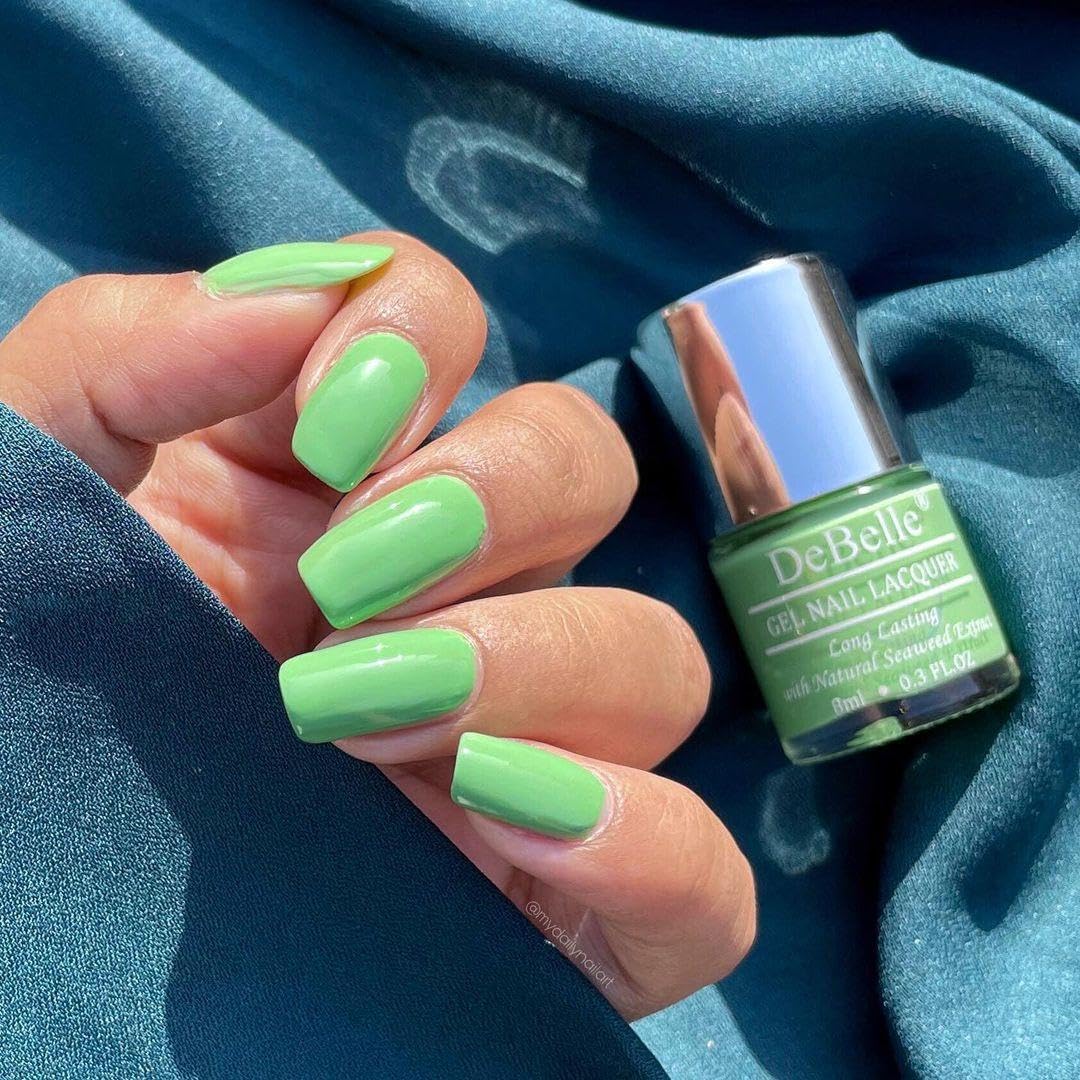DeBelle Gel Creme Finish Nail Polish Mystique Green (Pastel Green), 8 Ml - Enriched With Natural Seaweed Extract, Cruelty Free, Toxic Free